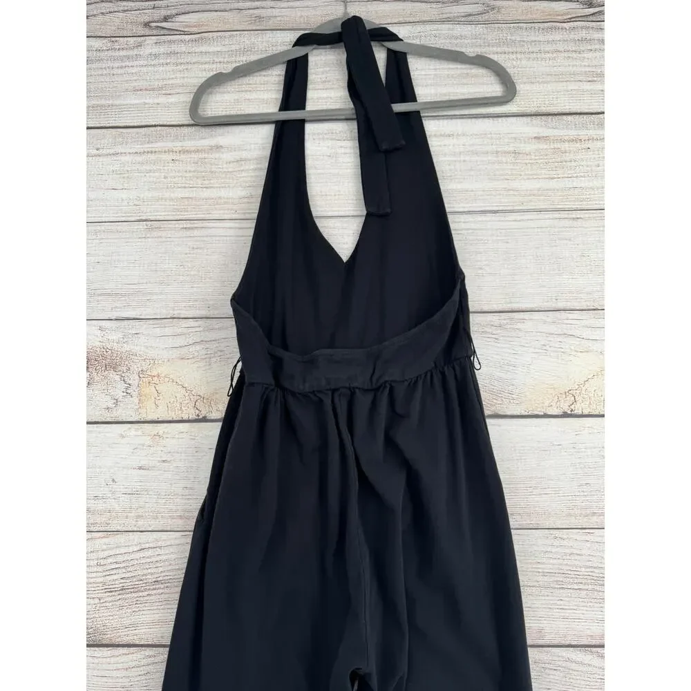 Free People Halter Jumpsuit Womens XS Black Stretch Tie‎ Neck